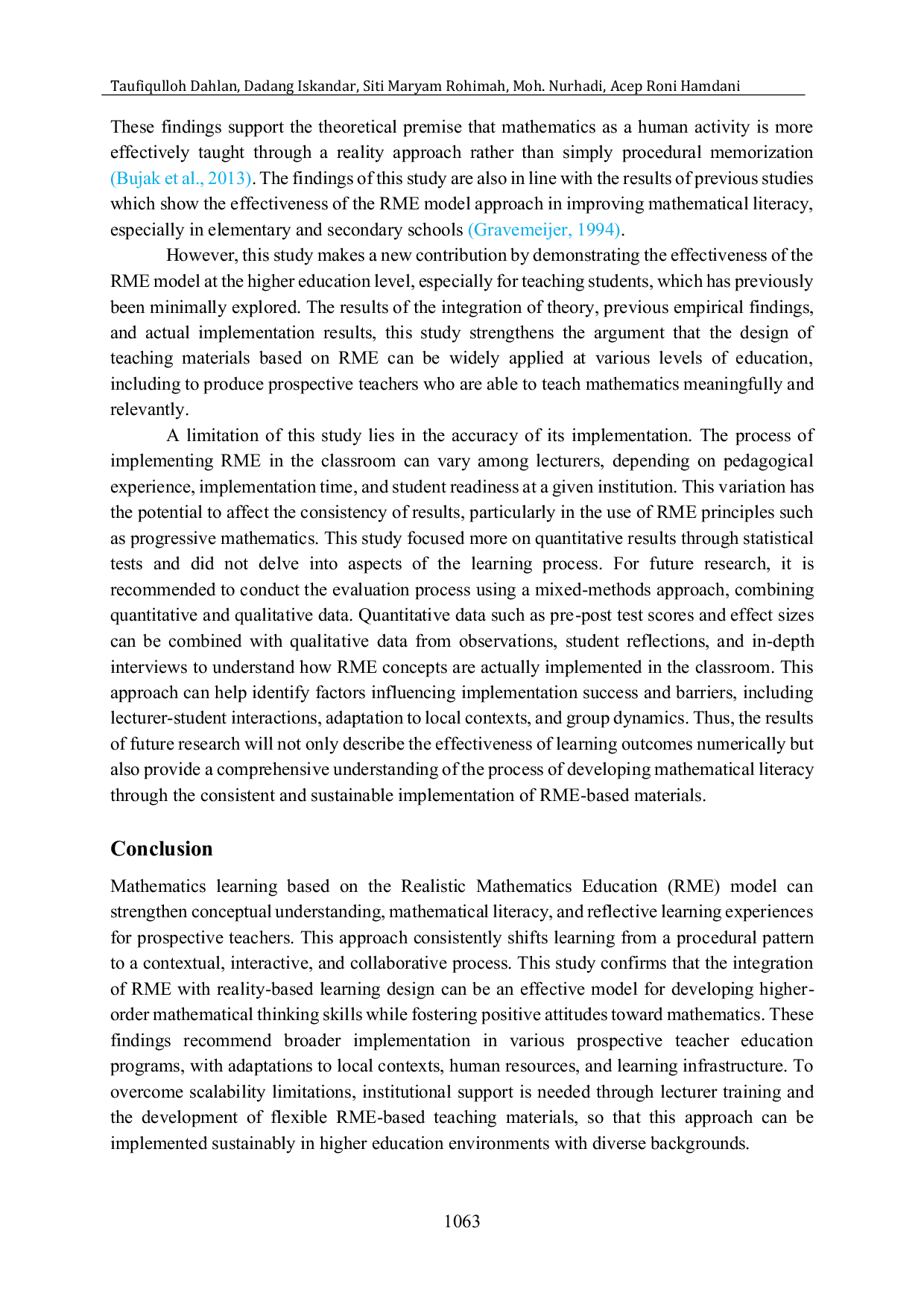 JURIS Enhancing mathematical literacy among prospective teachers Effectiveness of an RME based learning design