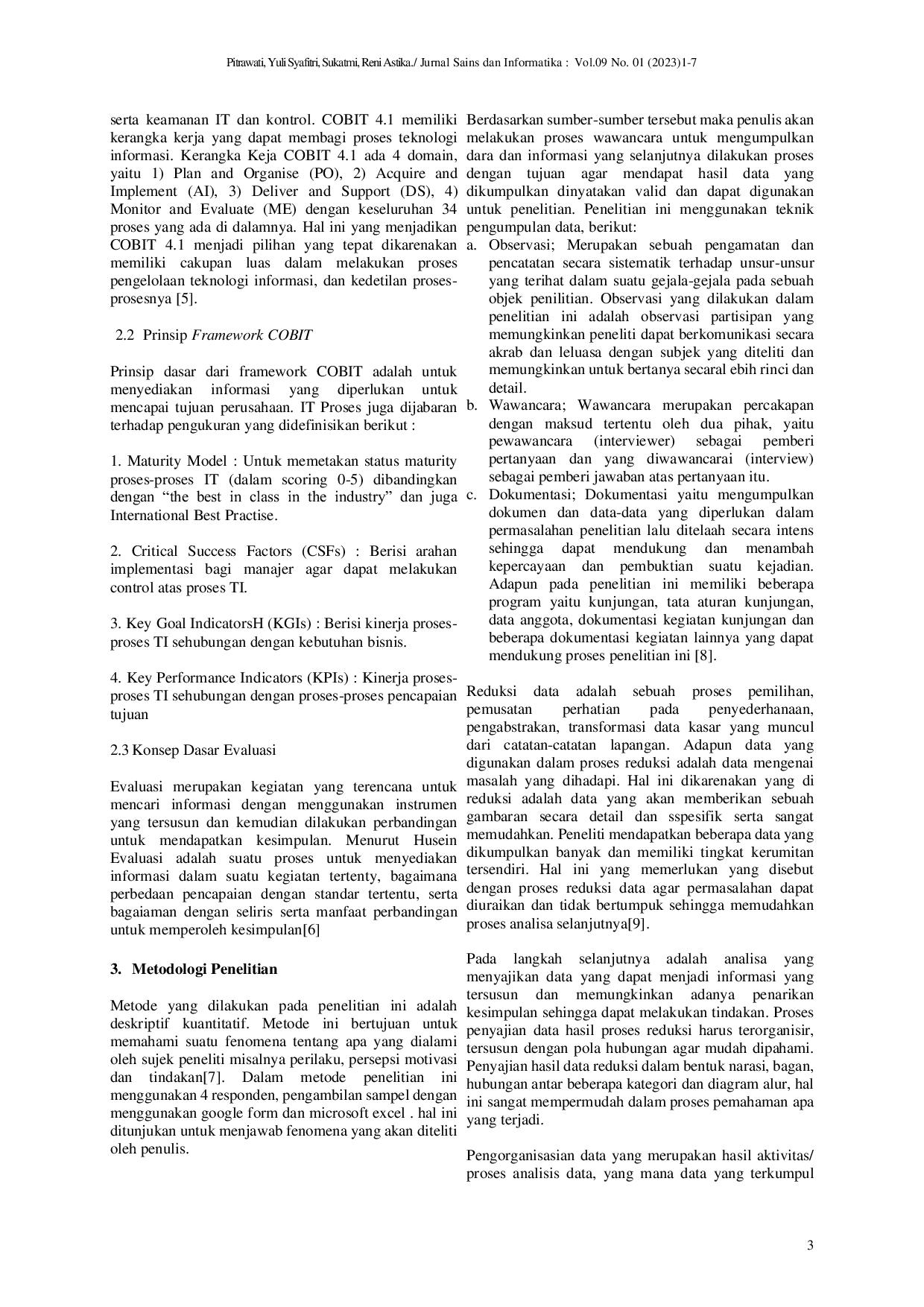 JURIS Evaluasi Tatakelola Perpustakaan Menggunakan COBIT Pada ITBA Dian Cipta Cendikia