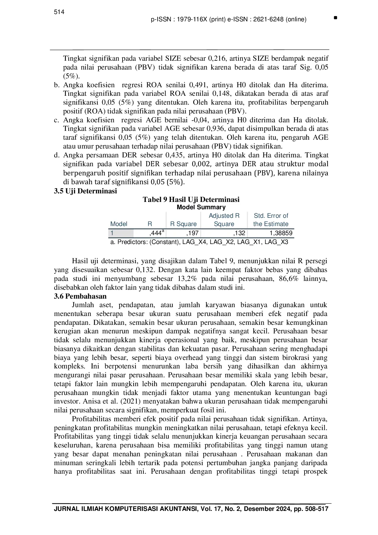 JURIS Determinasi Pada Nilai Perusahaan