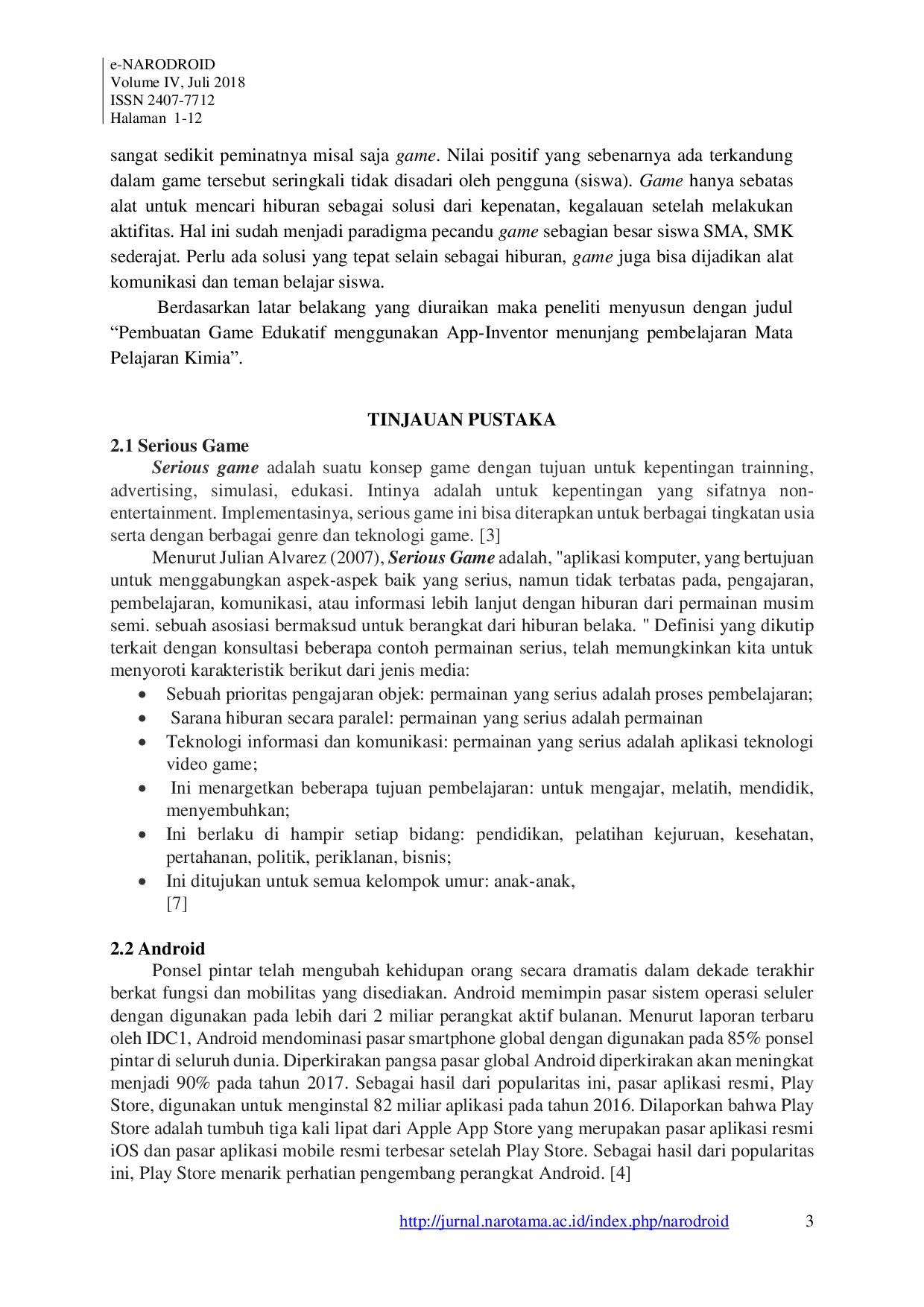 JURIS Pembuatan Game Edukatif Menggunakan App Inventor dengan Tema Mata Pelajaran Kimia