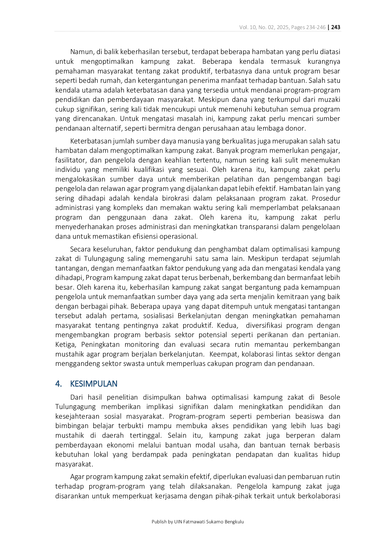 JURIS Pengelolaan Zakat dalam Meningkatkan Kesejahteraan Sosial di wilayah Tertinggal Analisis Program Kampung Zakat di Besole Tulungagung