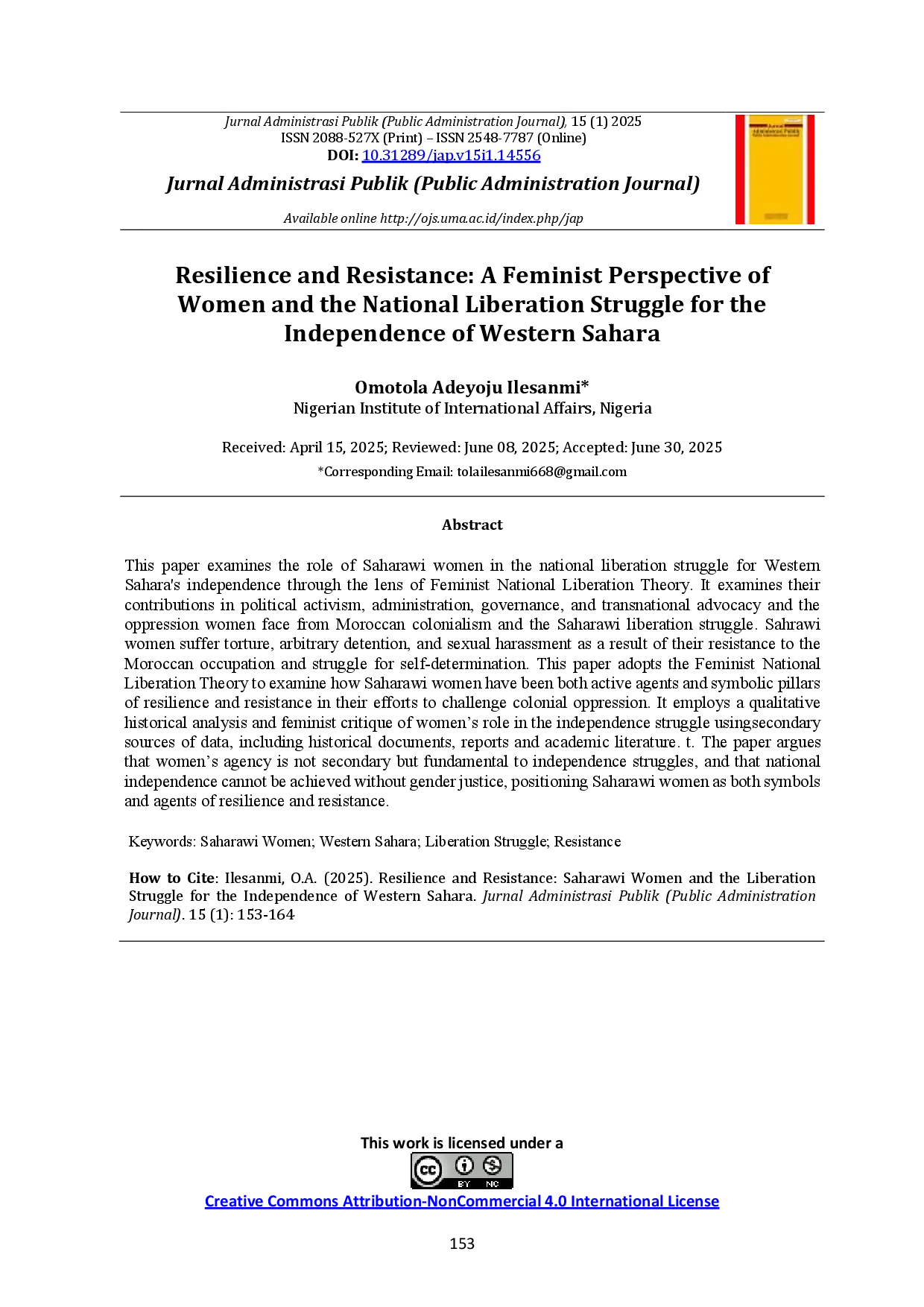 juris Resilience and Resistance A Feminist Perspective of Women and the National Liberation Struggle for the Independence of Western Sahara