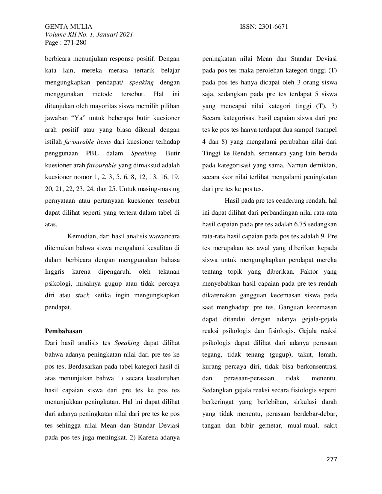 JURIS Menggunakan Problem Based Learning Untuk Meningkatkan Kemampuan Berbicara