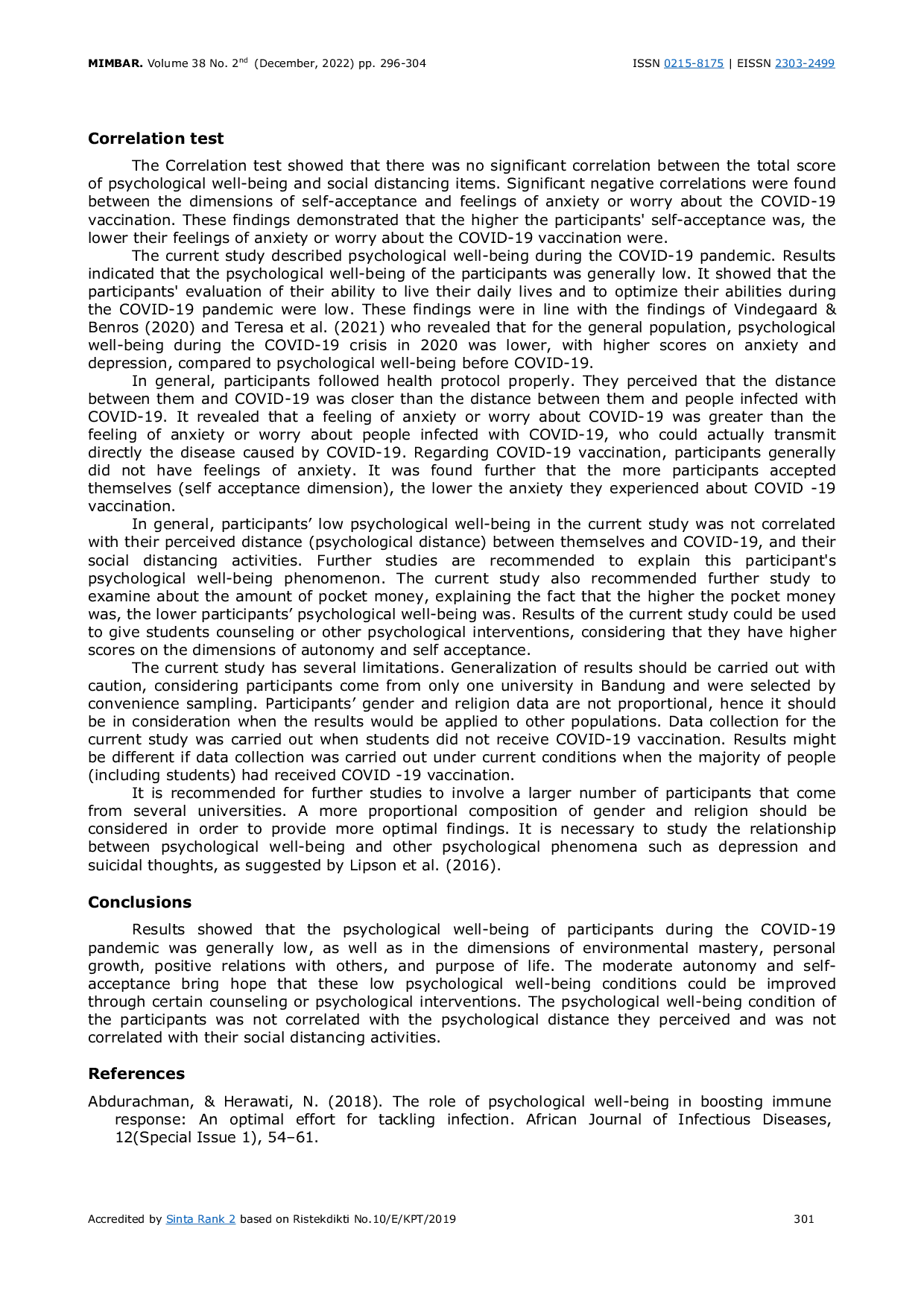 JURIS Psychological Well Being Psychological Distance and Social Distance Among University Students during The Covid 19 Pandemic