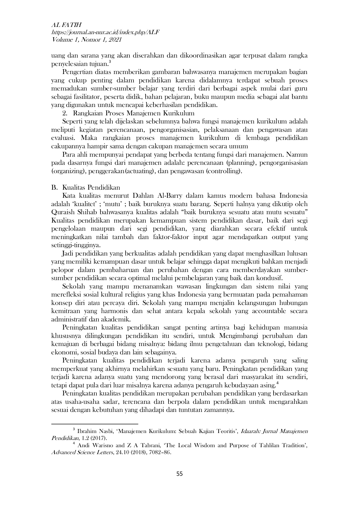 JURIS STRATEGI MANAJEMEN KURIKULUM DALAM PENINGKATANKUALITAS PENDIDIKAN Studi kasus di MTS Nurul Islam Airbakoman