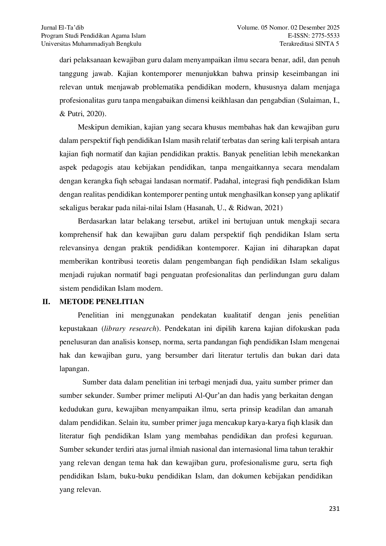 JURIS Hak dan Kewajiban Guru dalam Perspektif Fiqh Pendidikan Islam