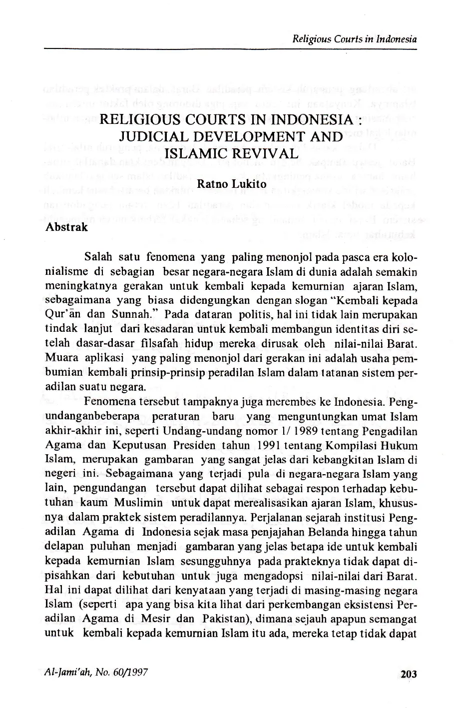 JURIS Religious Courts In Indonesia Judicial Development and Islamic Revival