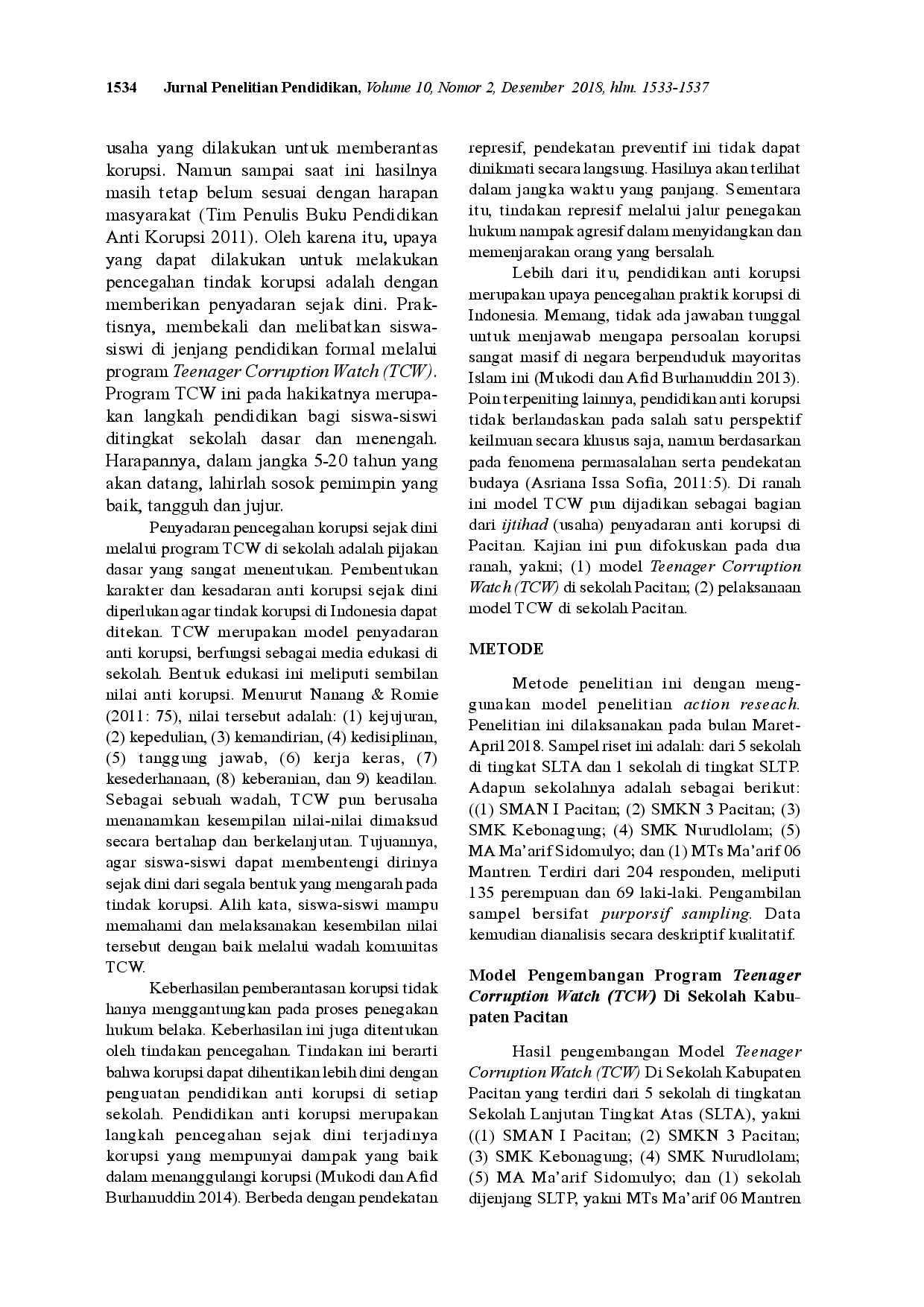 juris Teenager Corruption Watch Studi Pemodelan Pemberantasan Korupsi di Pacitan