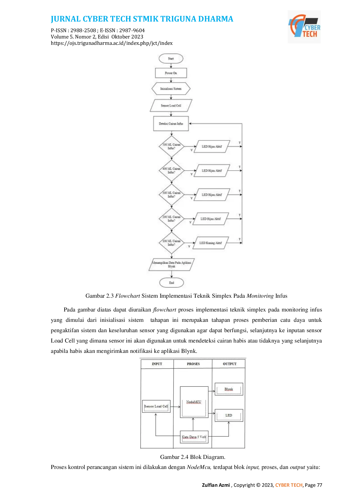 JURIS Monitoring Infus Pada Pasien Berbasis Internet Of Things Iot Dengan Aplikasi Blynk Menggunakan Metode Simplex