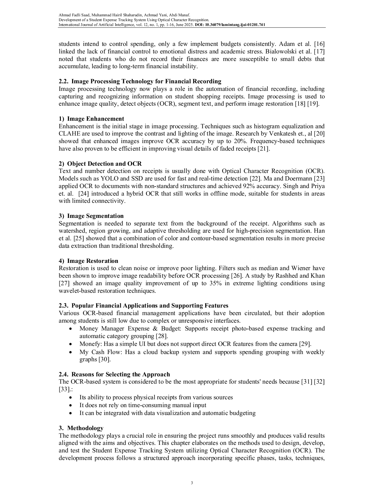 JURIS Development of a Student Expense Tracking System Using Optical Character Recognition