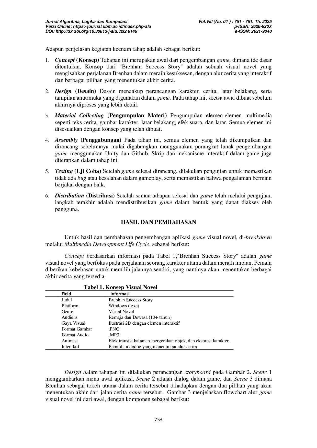 JURIS Pengembangan Game Visual Novel Brenhan Success Story Menggunakan Metode Multimedia Development Life Cycle