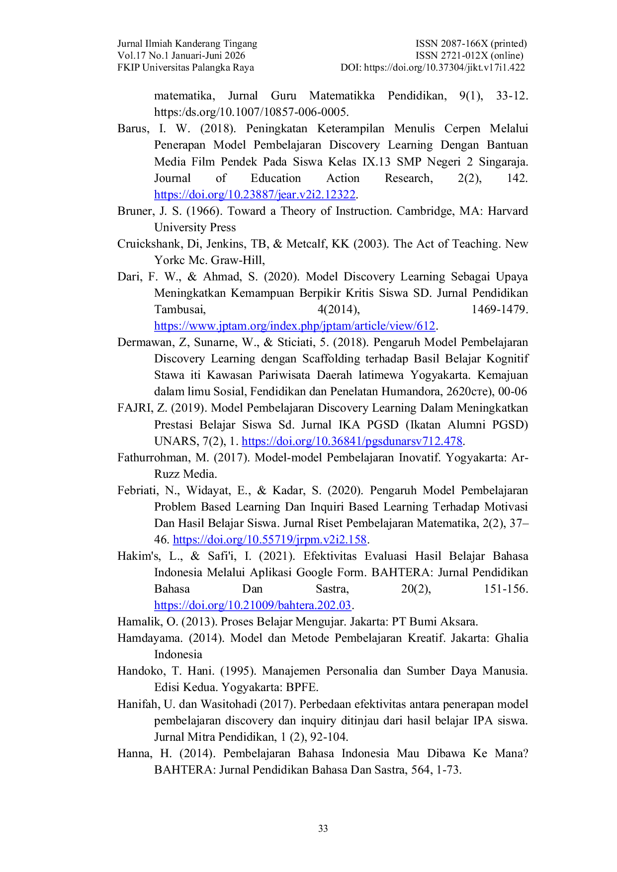 JURIS Inquiry Based and Discovery Learning Models in Educational Administration