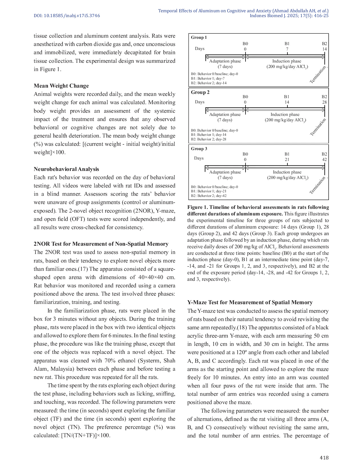 JURIS Aluminum Exposure Induces Time Dependent Cognitive Decline Anxiety and Brain Aluminum Accumulation in Rats