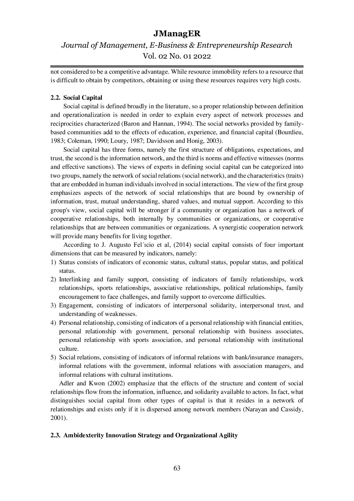 JURIS The Effect of The Ambidexterity and Agility Innovation Strategy Between Social Capital and SME Company Performance