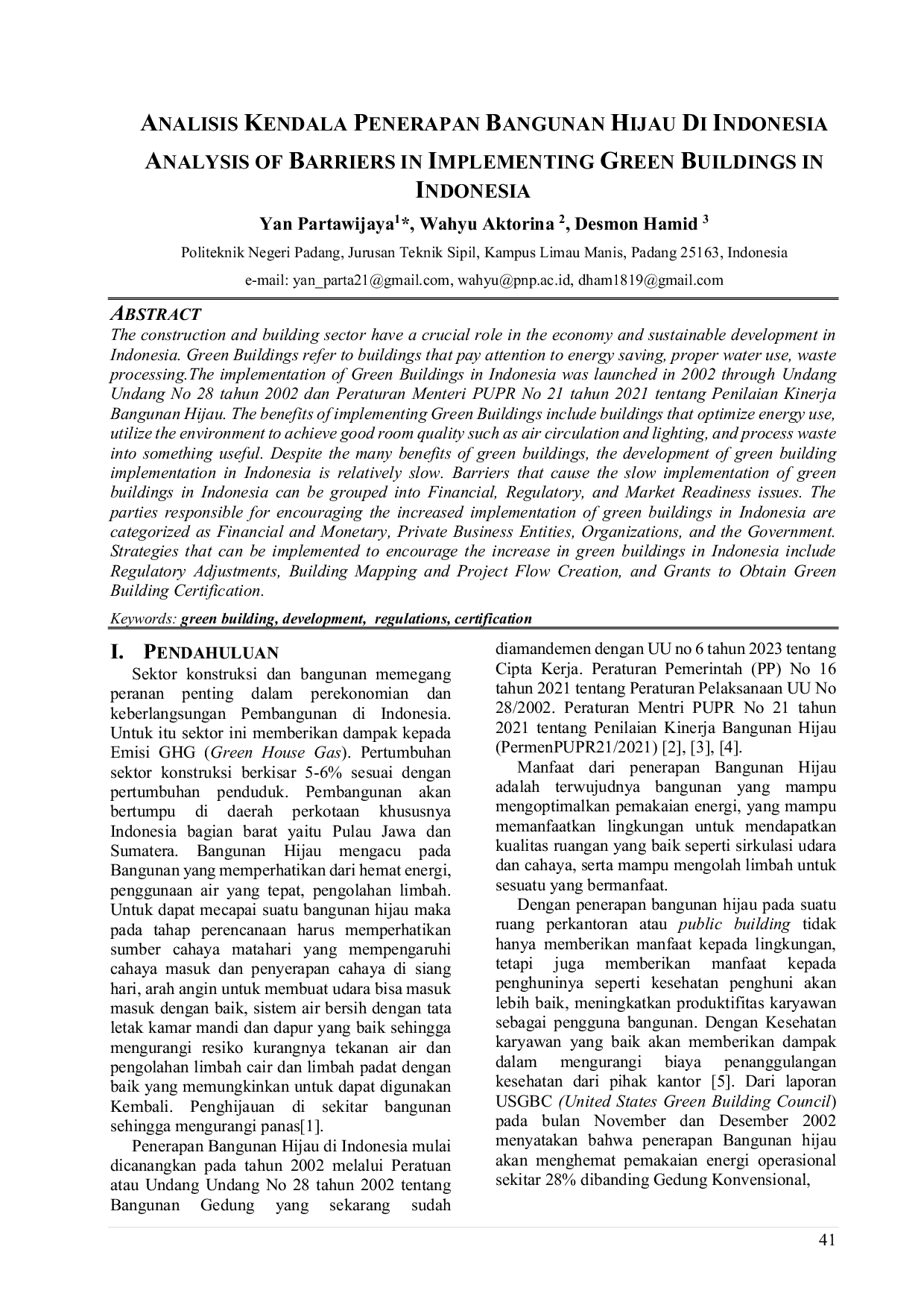 JURIS Analisis Kendala Penerapan Bangunan Hijau di Indonesia