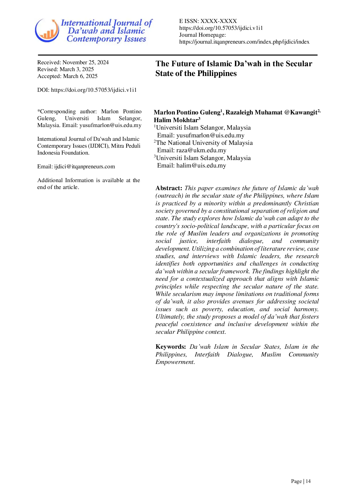 JURIS The Future of Islamic Da wah in The Secular State of The Philippines