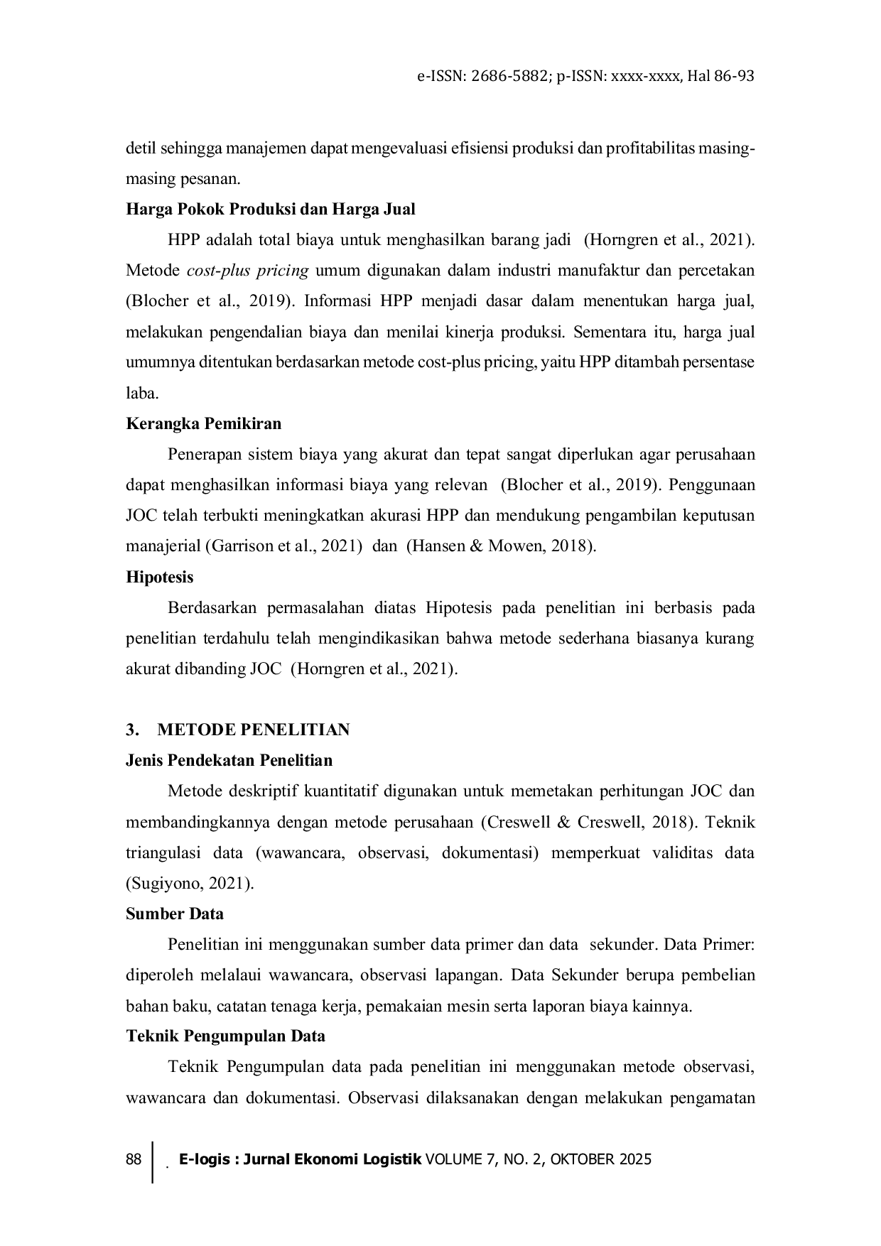 JURIS Analisis Perhitungan Job order costing untuk Menetapkan Harga Pokok Produksi Stiker Perumda Percetakan Puspa Grafika Kabupaten Brebes