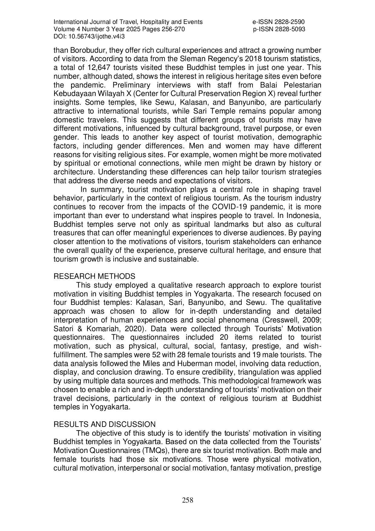 JURIS Tourists Motivations in Visiting Buddhist Temples of Yogyakarta