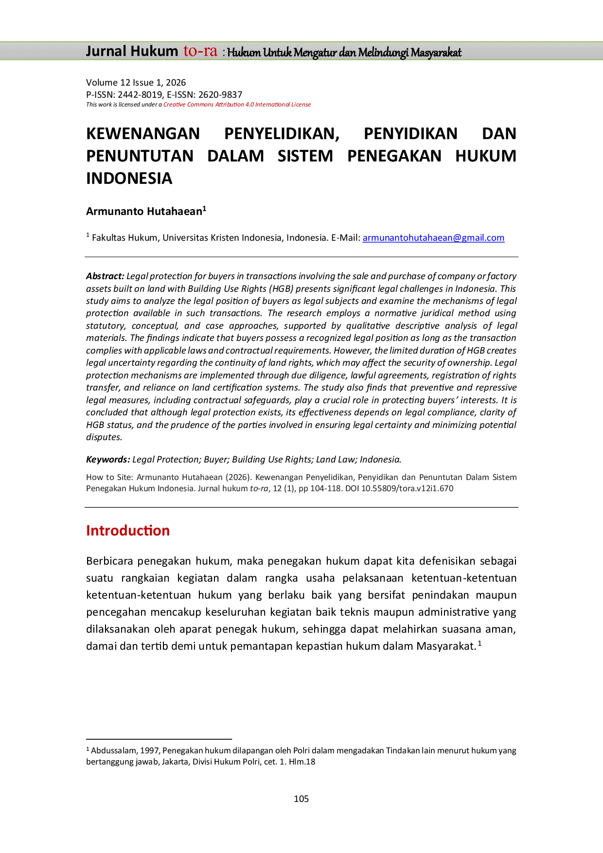 JURIS Penyidikan dan Kewenangan Penuntutan dalam Sistem Penegakan Hukum Indonesia