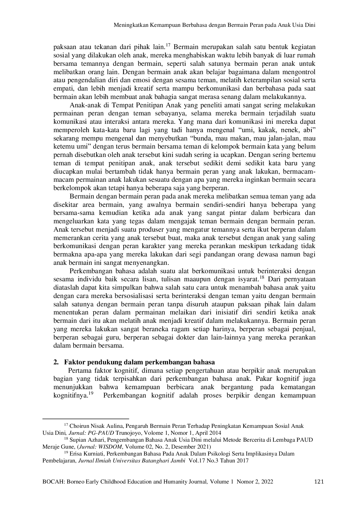 JURIS Meningkatkan Kemampuan Berbahasa dengan Bermain Peran pada Anak Usia Dini