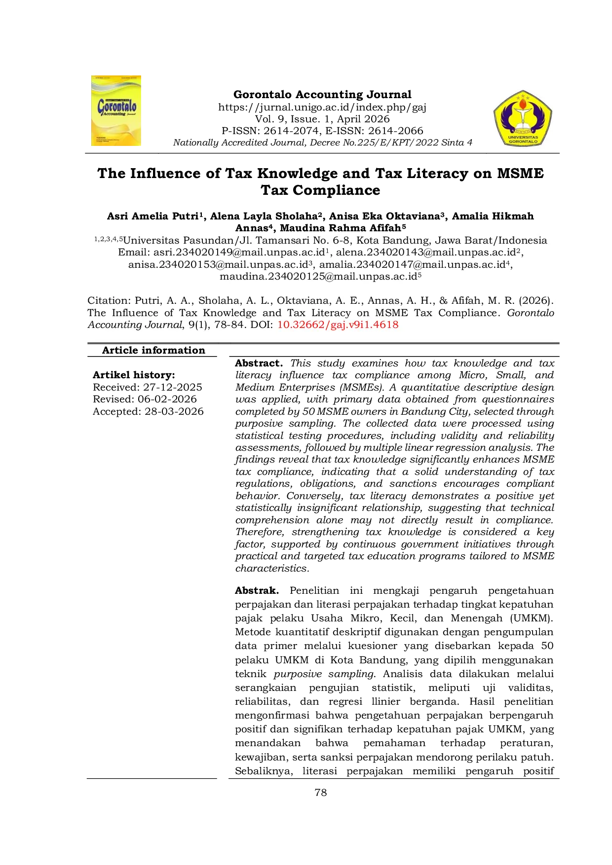 JURIS The Influence of Tax Knowledge and Tax Literacy on MSME Tax Compliance
