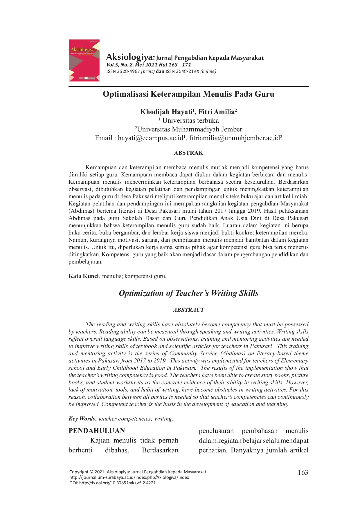 JURIS Optimalisasi Keterampilan Menulis Pada Guru