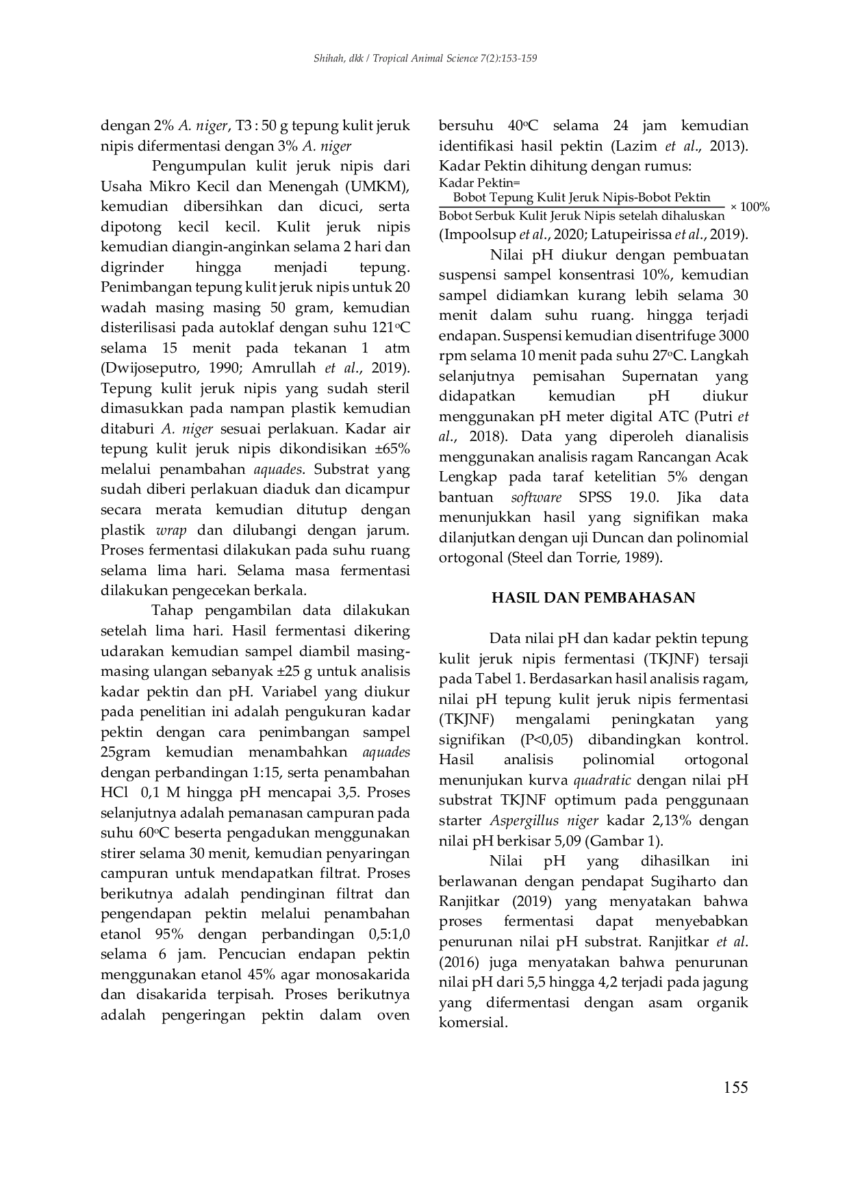 JURIS Potensi Limbah Jeruk Nipis Fermentasi Sebagai Feed Additive Unggas