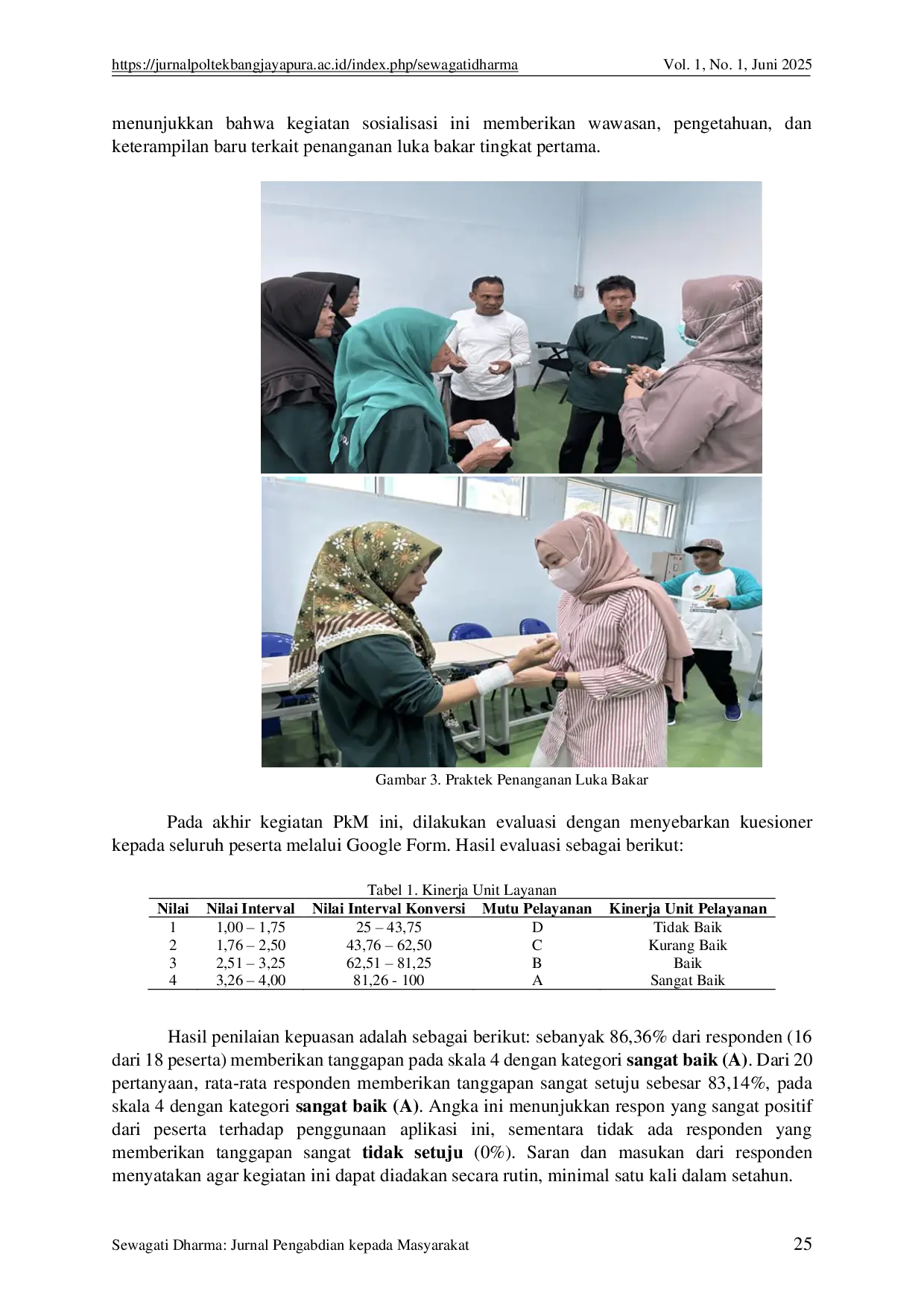 JURIS Sosialisasi Pertolongan Pertama Luka Bakar pada Masyarakat di Lingkungan Sekitar Politeknik Penerbangan Palembang