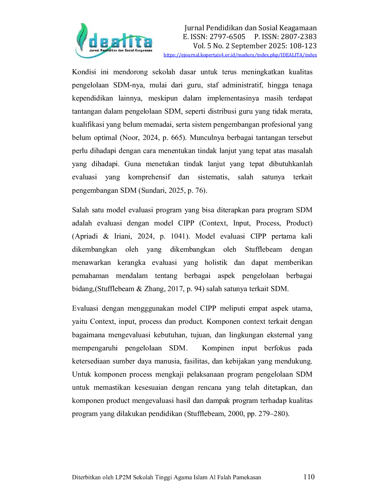 JURIS Analisis Evaluasi Model Cipp Pada Pengelolaan Sumber Daya Manusia