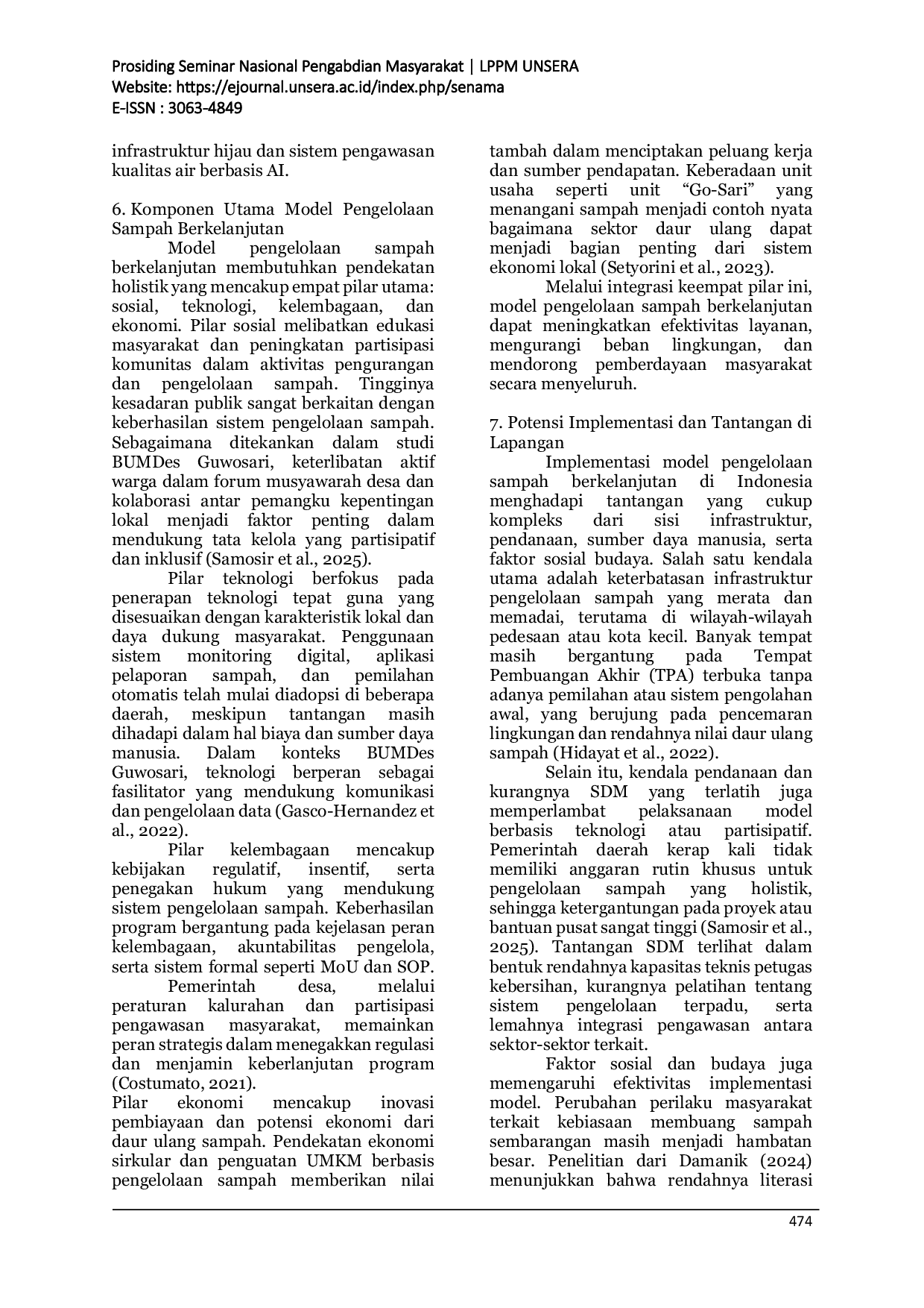 JURIS Model Pengelolaan Sampah Berkelanjutan untuk Pencegahan Dampak Lingkungan pada Drainase dan Sumber Air