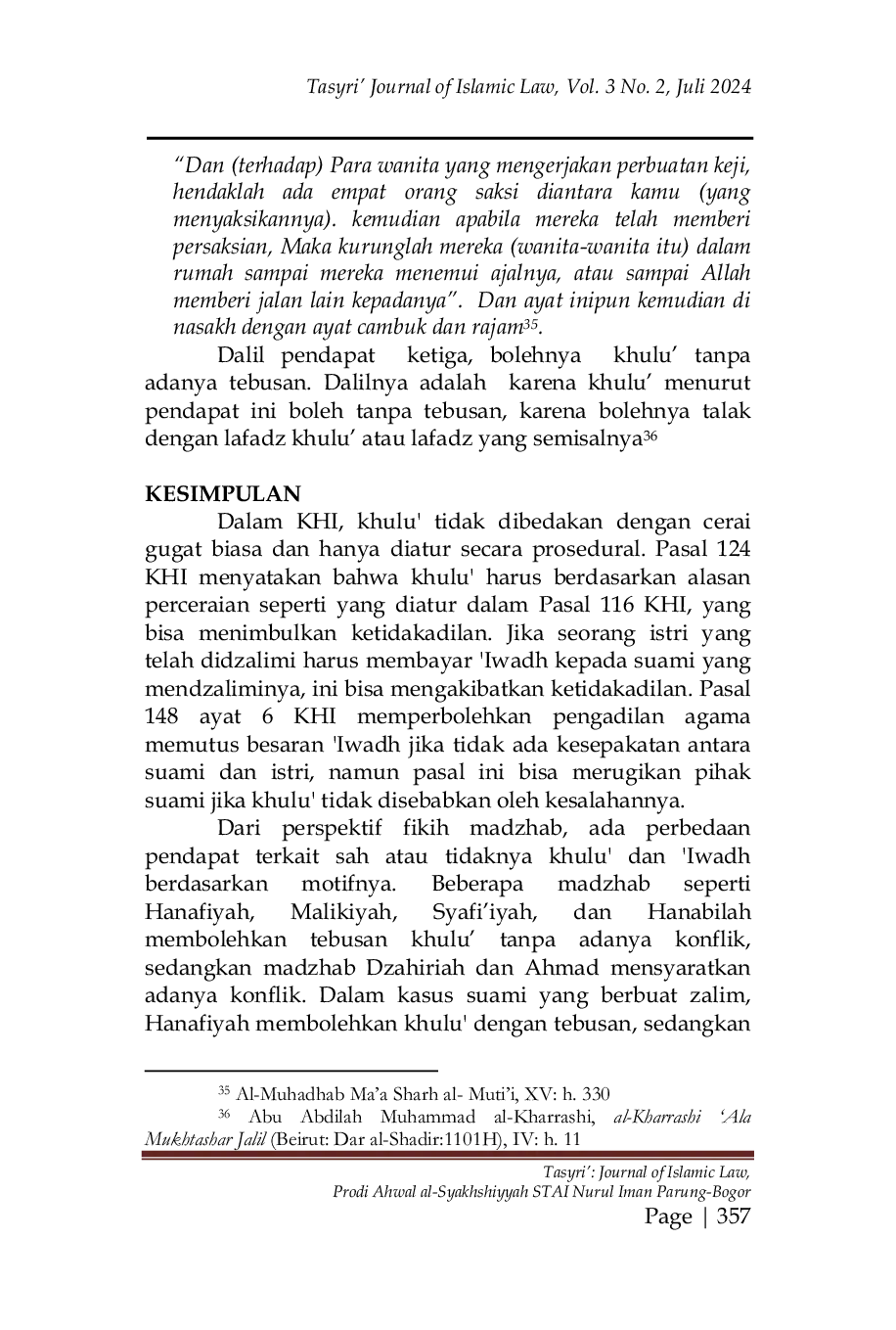 JURIS Pengaruh Motif Khulu Terhadap Iwadh Perspektif Kompilasi Hukum Islam KHI dan Fikih Madzhab