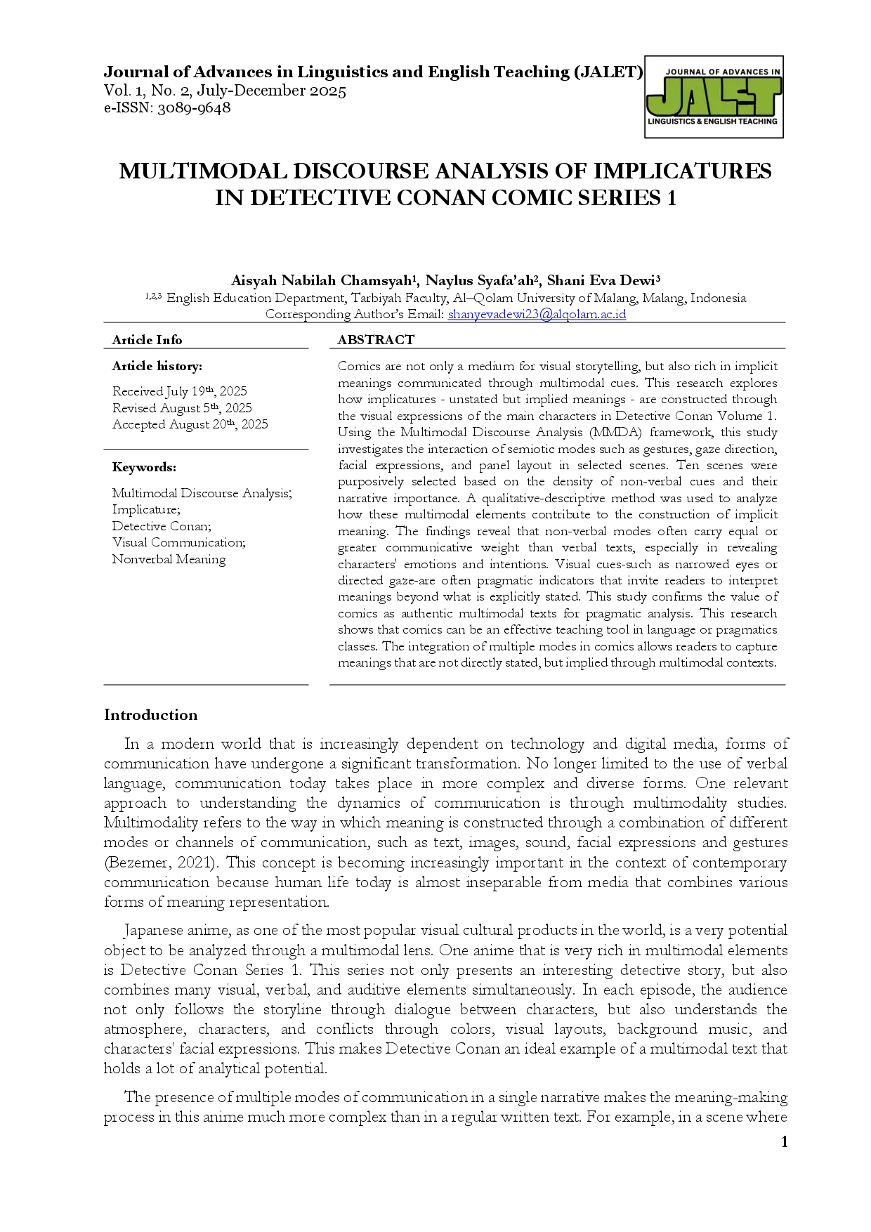 juris Multimodal Discourse Analysis of Implicatures in Detective Conan Comic Series 1