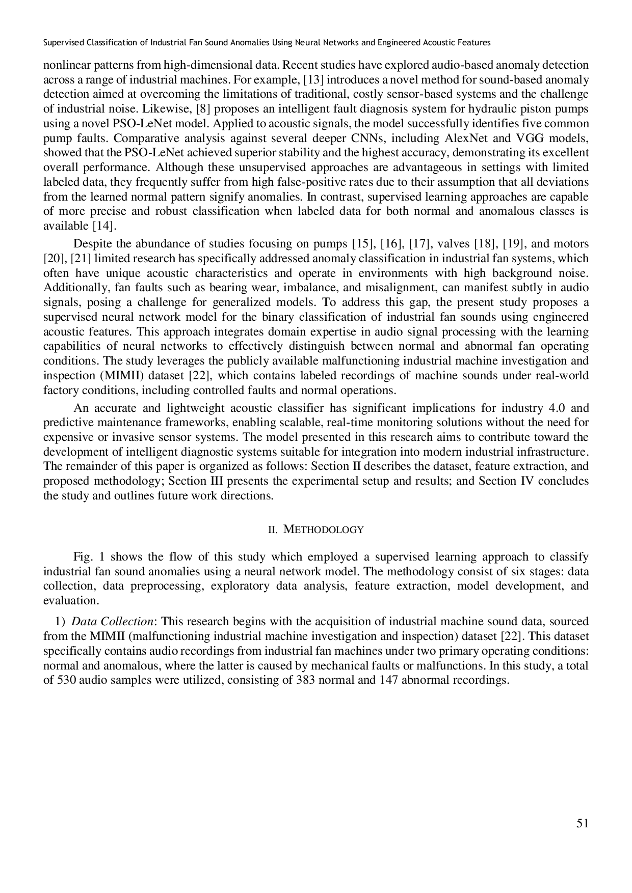 JURIS Klasifikasi Terawasi Anomali Suara Kipas Industri Menggunakan Jaringan Saraf Tiruan dan Fitur Akustik Rekayasa