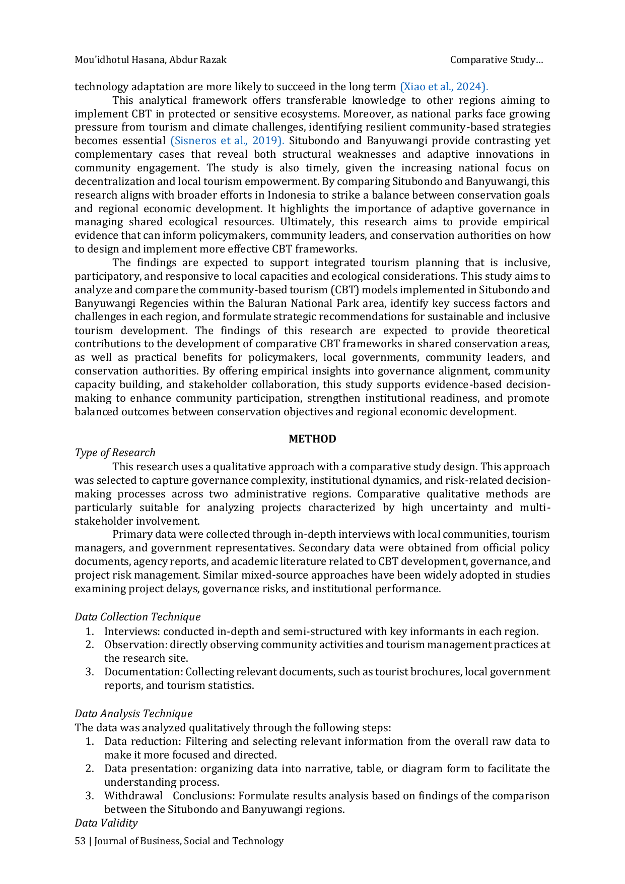 JURIS Comparative Study of Community Tourism Development Models in Baluran Situbondo and Banyuwangi National Parks