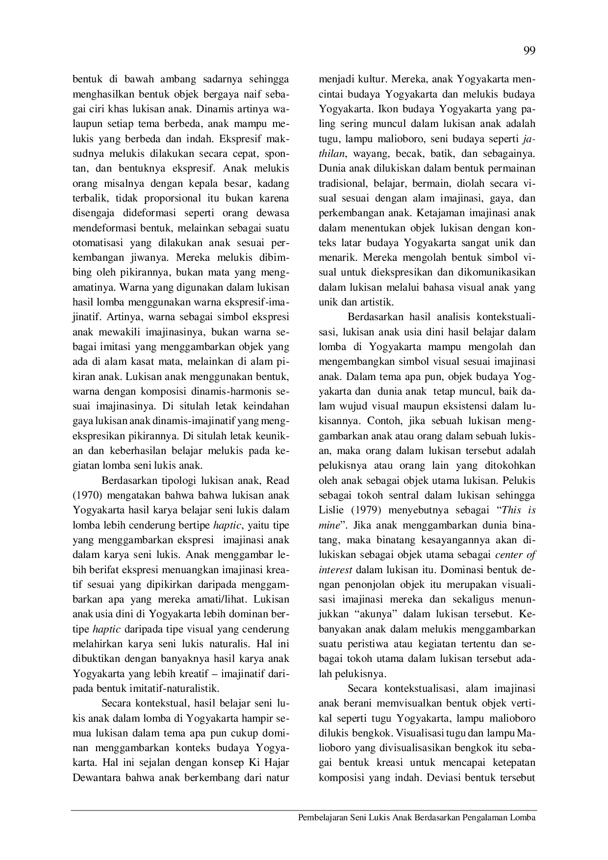 juris Pembelajaran Seni Lukis Anak Berdasarkan Pengalaman Lomba