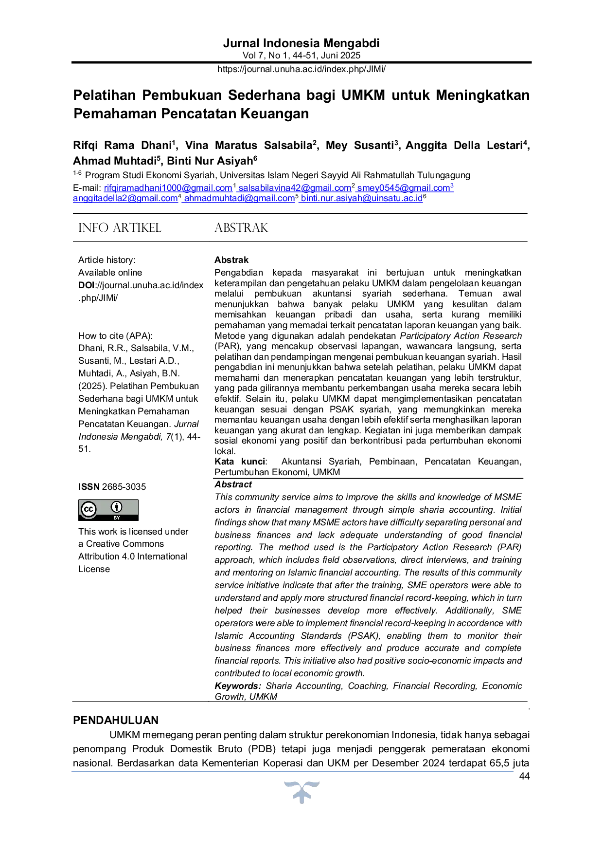 JURIS Pelatihan Pembukuan Sederhana bagi UMKM untuk Meningkatkan Pemahaman Pencatatan Keuangan