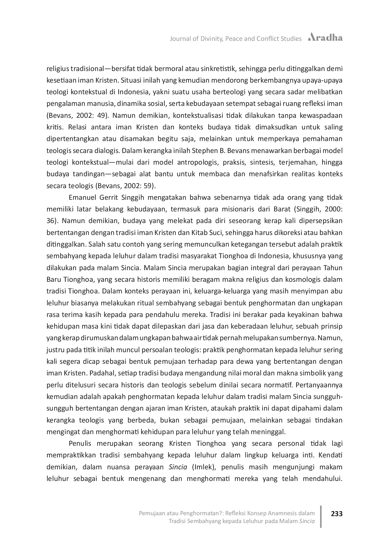 JURIS Pemujaan atau Penghormatan Refleksi Konsep Anamnesis dalam Tradisi Sembahyang kepada Leluhur pada Malam Sincia