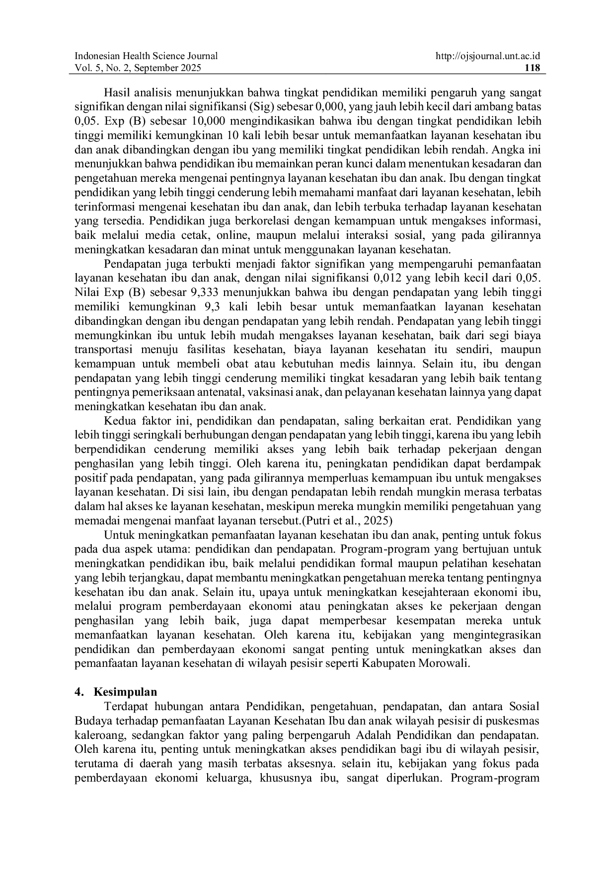 JURIS Faktor Faktor yang Mempengaruhi Pemanfaatan Layanan Kesehatan Ibu dan Anak Wilayah Pesisir di Puskesmas Kaleroang Kabupaten Morowali