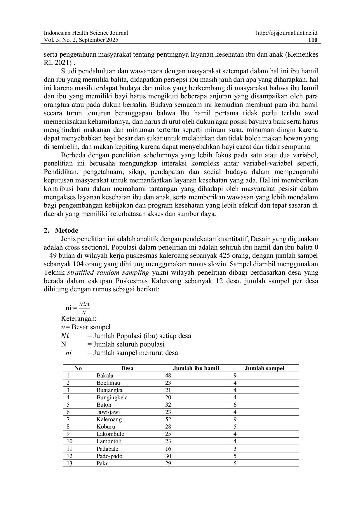 JURIS Faktor Faktor yang Mempengaruhi Pemanfaatan Layanan Kesehatan Ibu dan Anak Wilayah Pesisir di Puskesmas Kaleroang Kabupaten Morowali