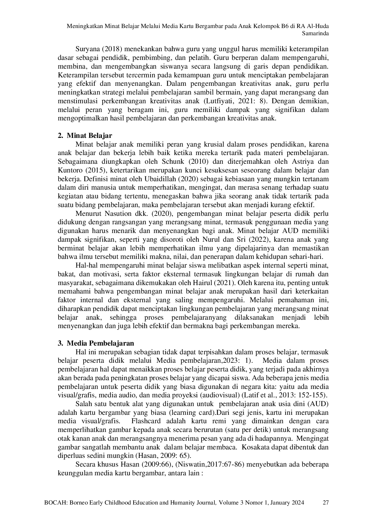 JURIS Meningkatkan Minat Belajar Melalui Media Kartu Bergambar Pada Anak Kelompok B6 Di Ra Al Huda Samarinda