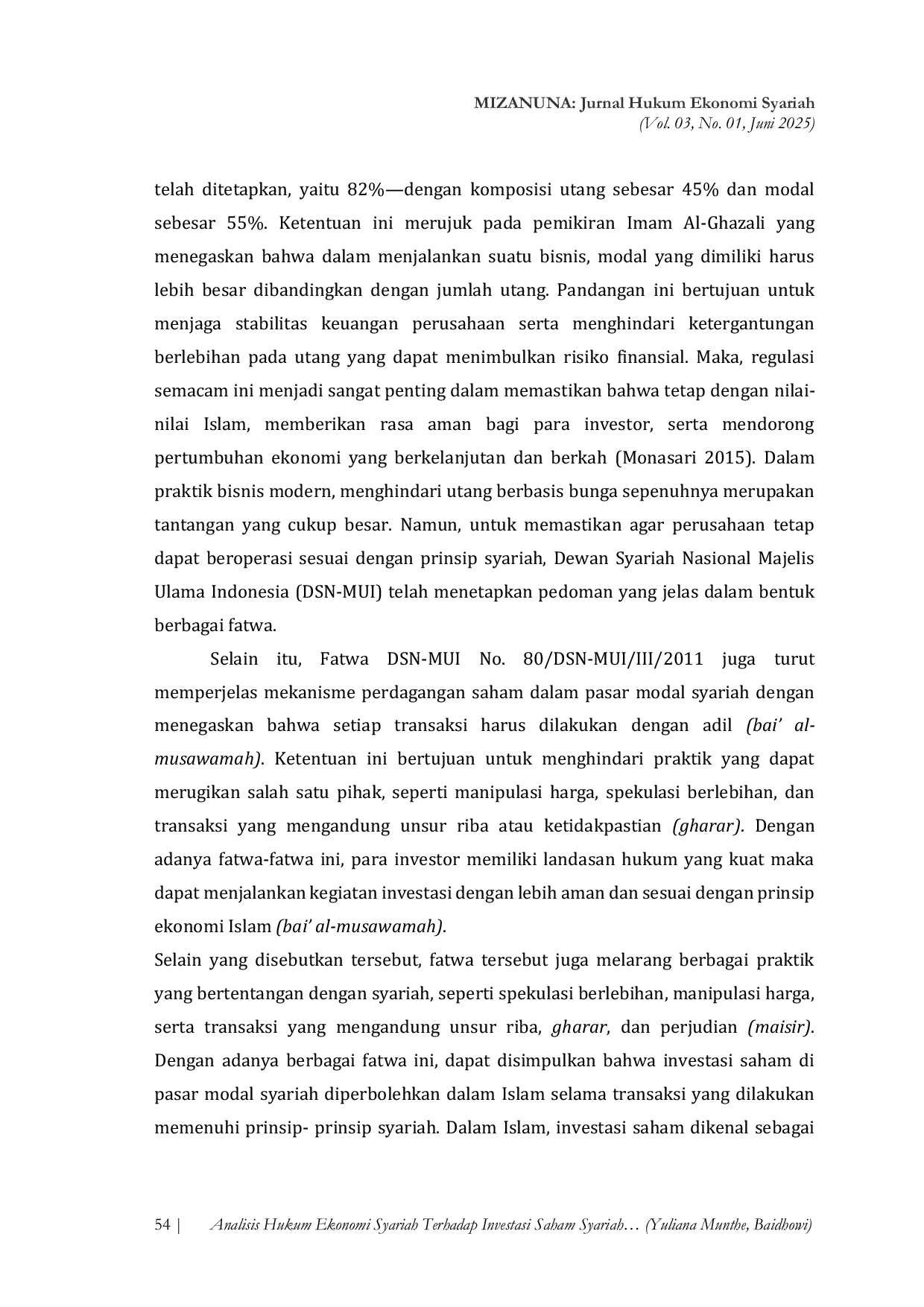 JURIS Analisis Hukum Ekonomi Syariah Terhadap Investasi Saham Syariah di Bursa Efek Indonesia