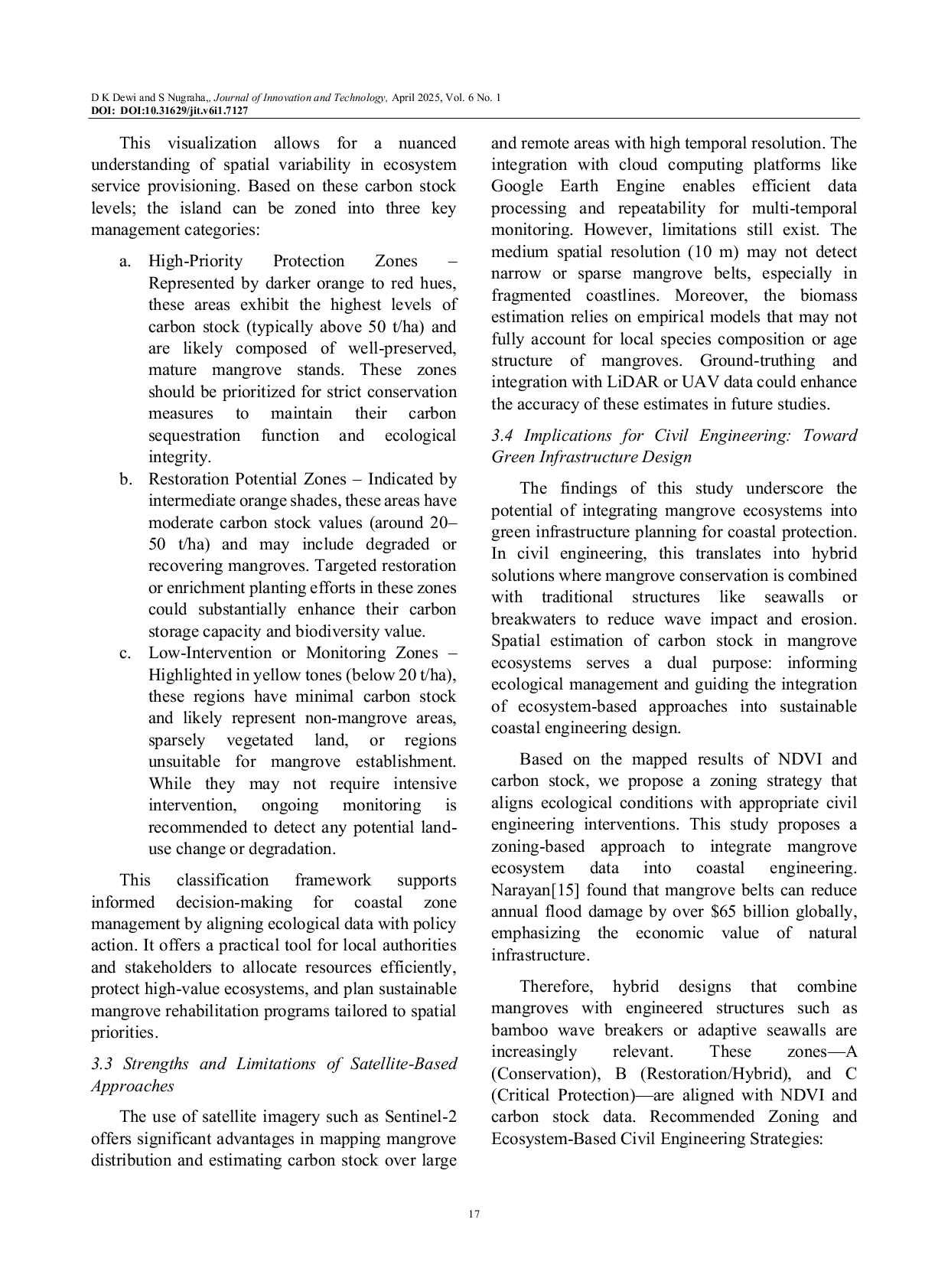JURIS Integrating Blue Carbon Estimation into Mangrove Based Coastal Protection Infrastructure Planning A Case Study in Dompak Island Tanjungpinang