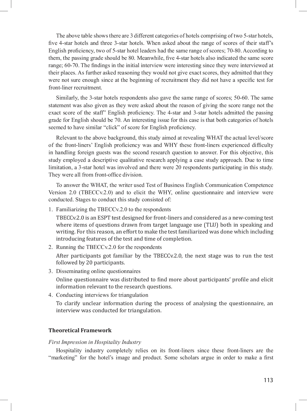 JURIS ENGLISH PROFICIENCY OF HOTEL FRONT LINERS WHAT AND WHY