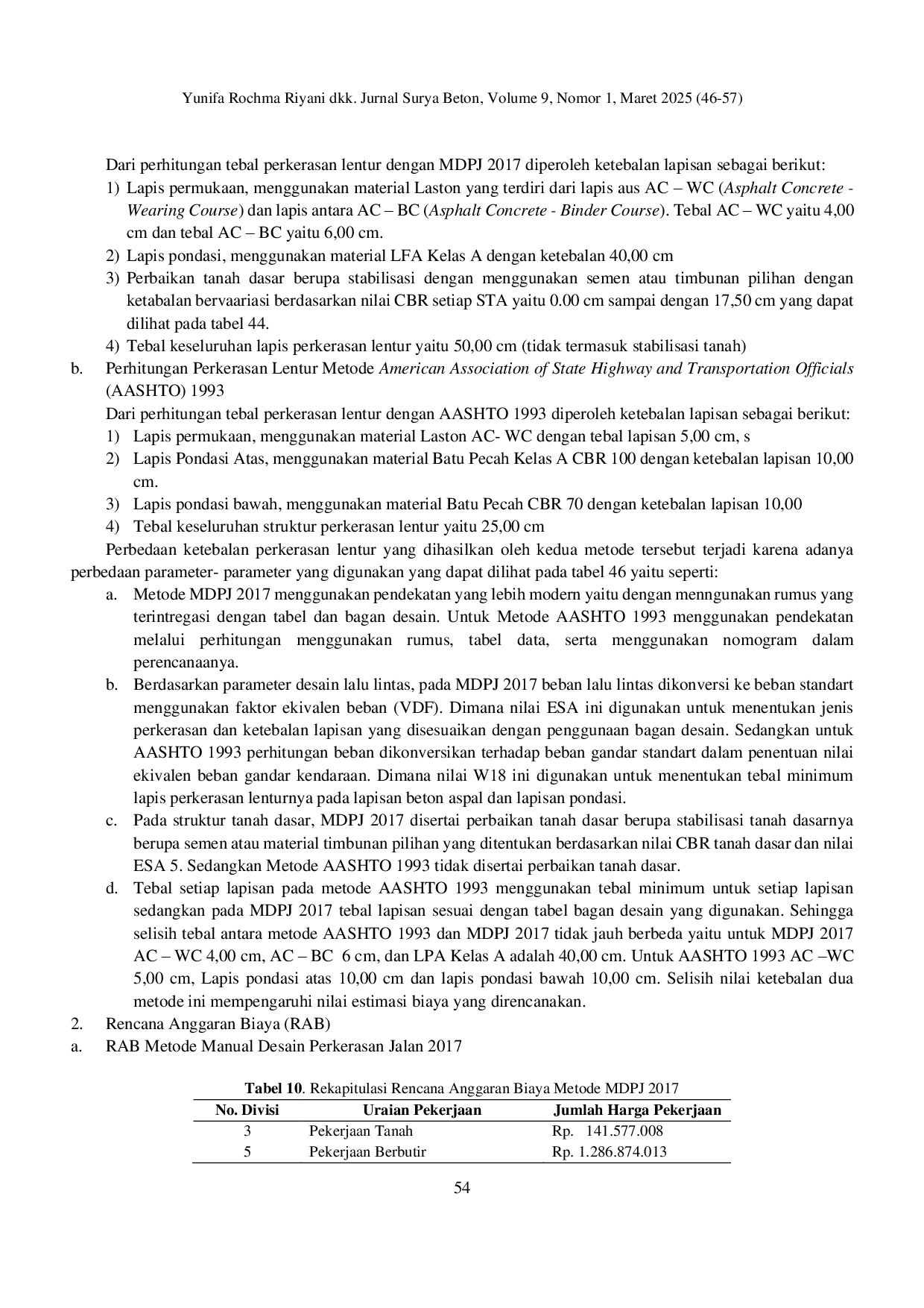 JURIS Analisis Tebal Perkerasan Lentur dengan Metode Manual Desain Perkerasan Jalan dan AASHTO 1993