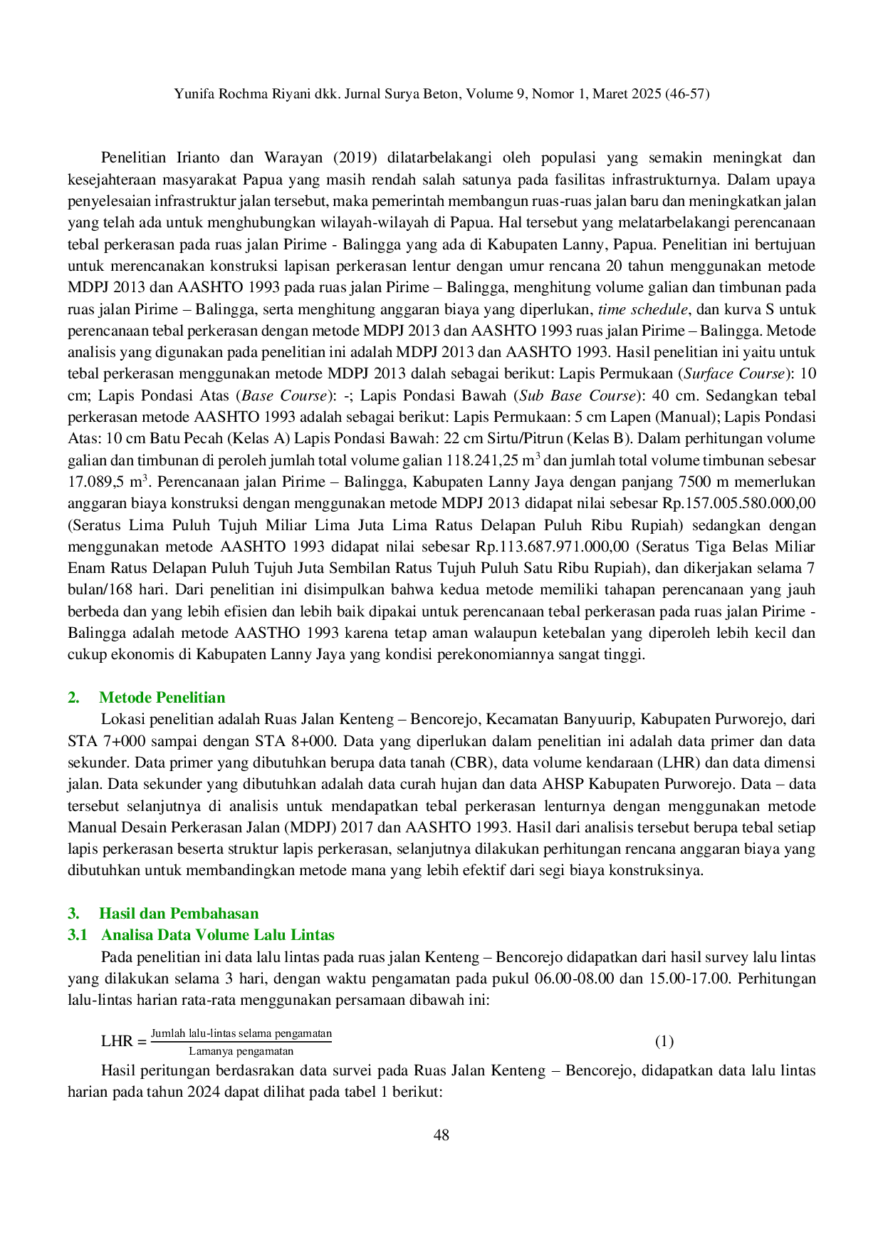 JURIS Analisis Tebal Perkerasan Lentur dengan Metode Manual Desain Perkerasan Jalan dan AASHTO 1993