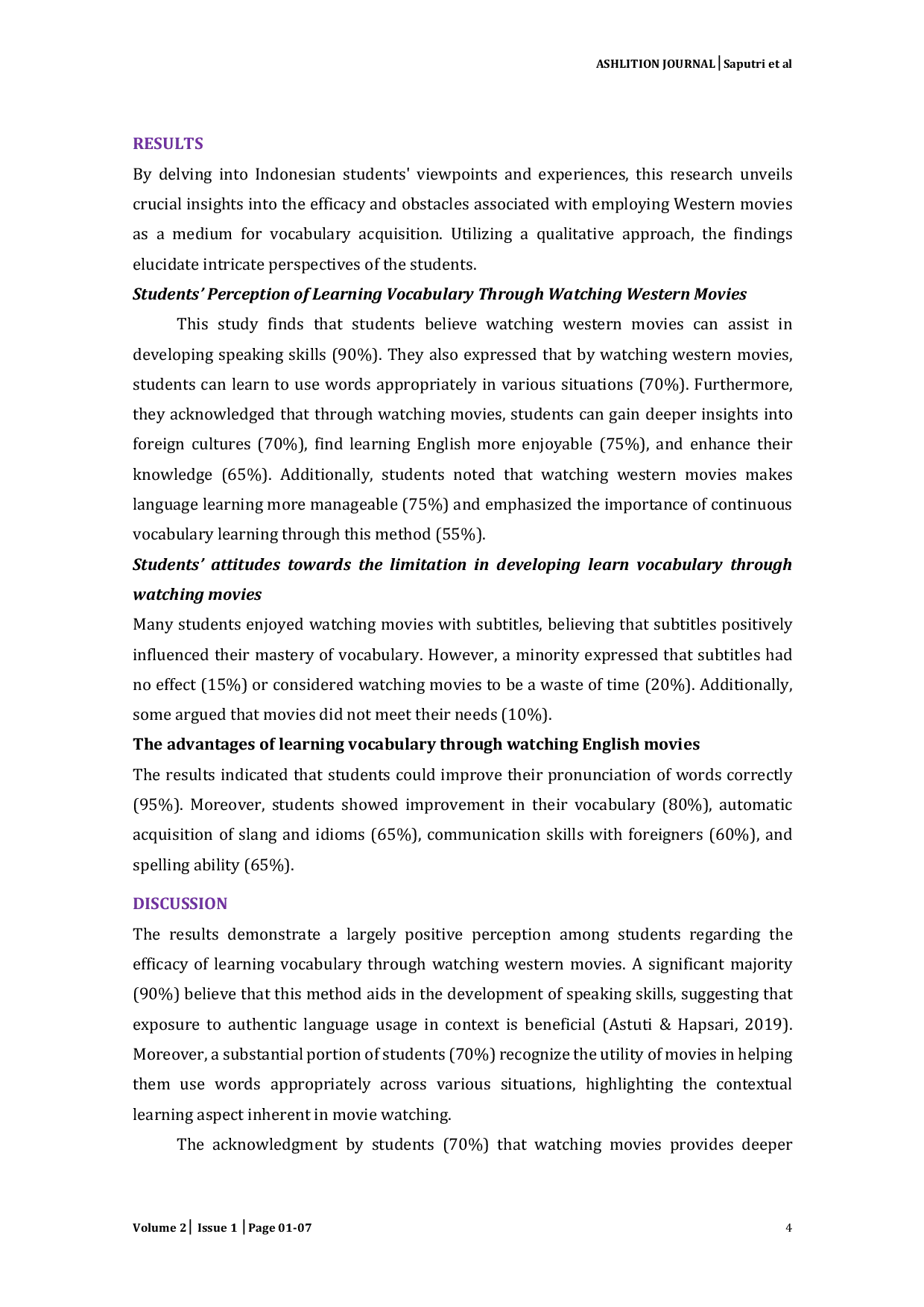 JURIS Students Perception on Learning Vocabulary through Watching Western Movies