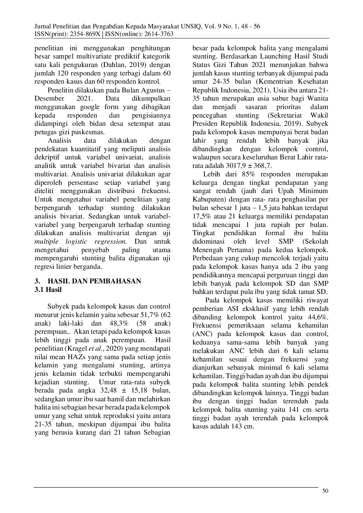 juris Analisis Faktor yang Mempengaruhi Kejadian Stunting pada Balita