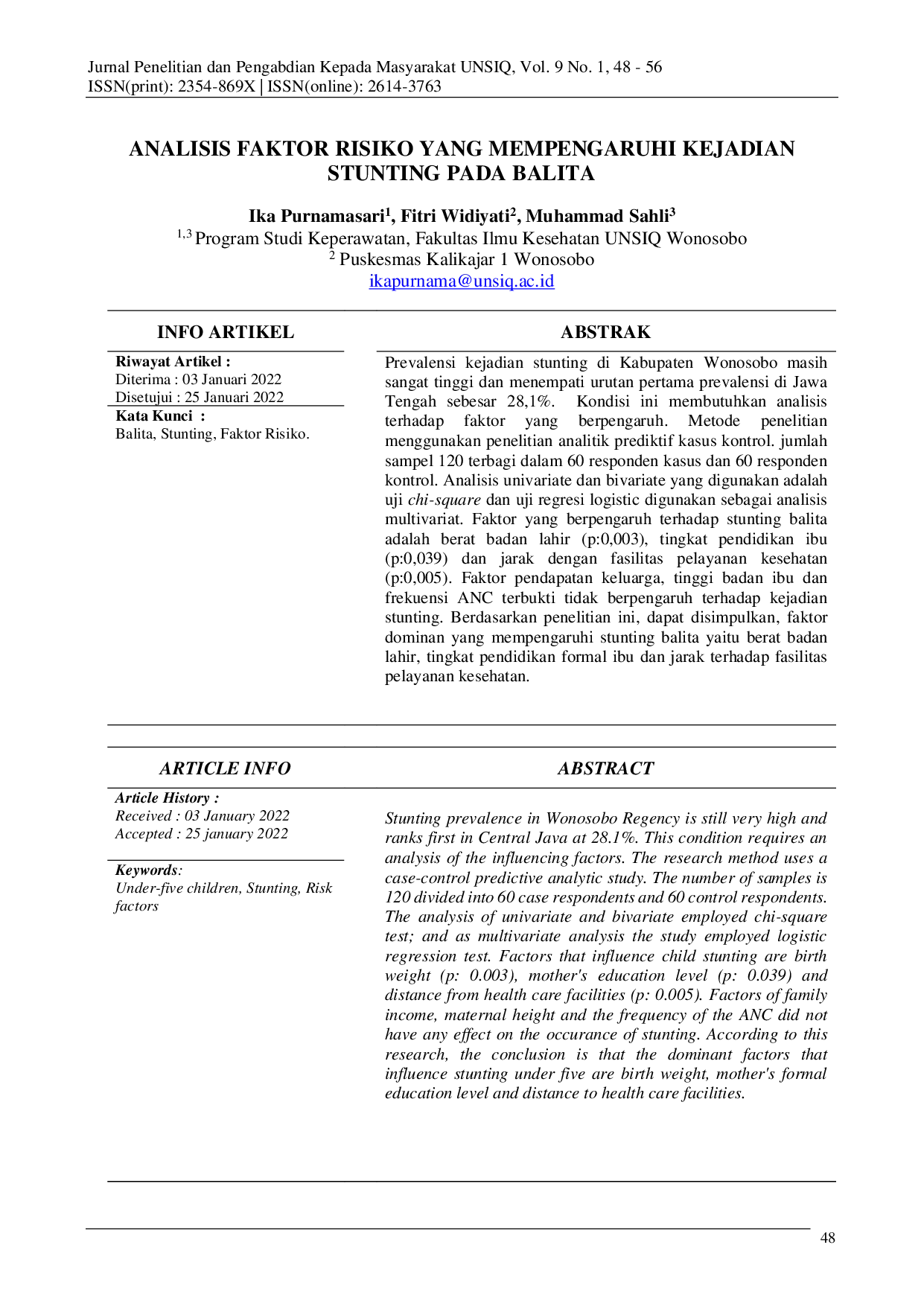 juris Analisis Faktor yang Mempengaruhi Kejadian Stunting pada Balita