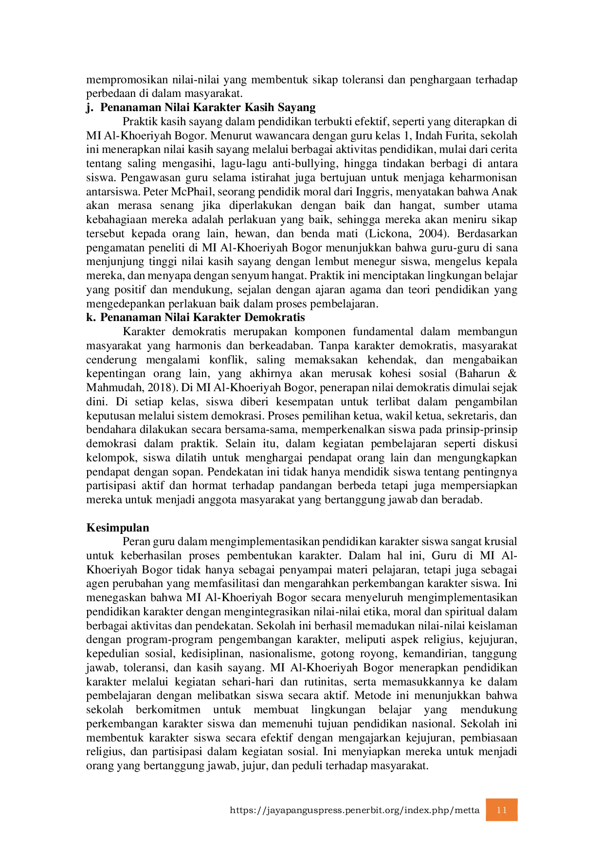 JURIS Peran Guru dalam Membentuk Karakter Siswa Studi Kasus di MI Al Khoeriyah Bogor