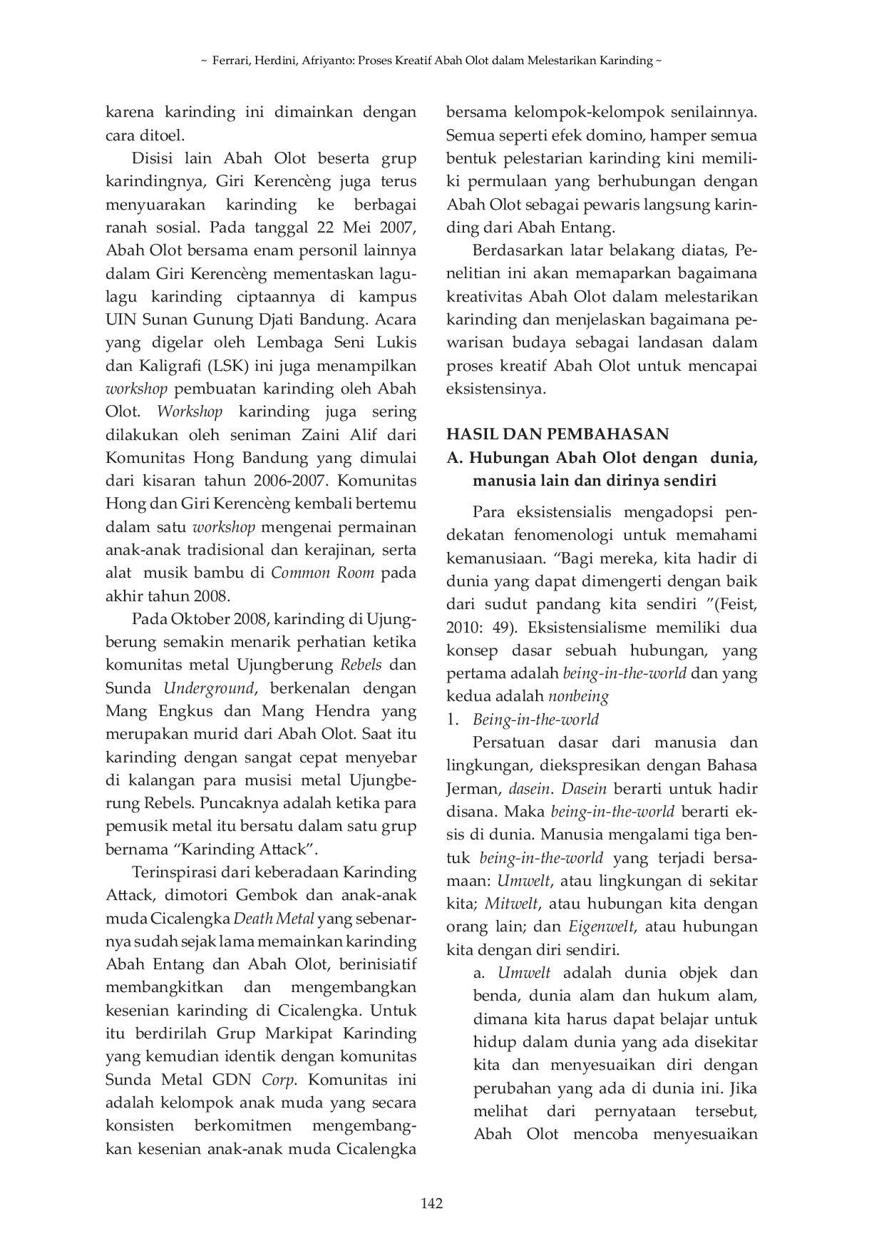 JURIS Proses Kreatif Abah Olot dalam Melestarikan Karinding